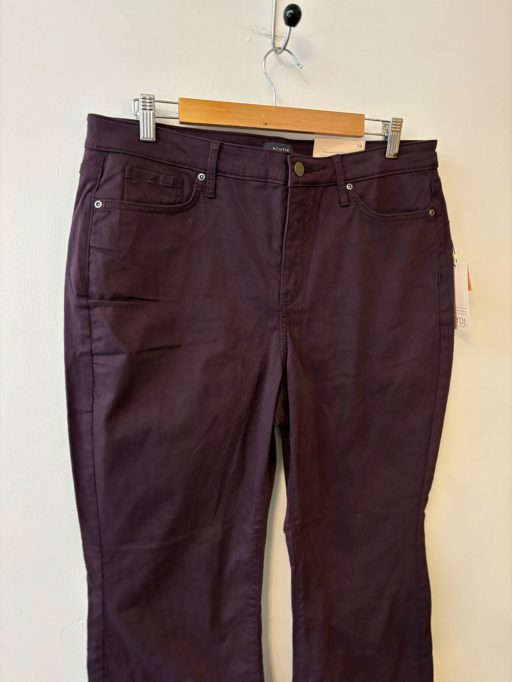 NWT NYDJ Eggplant High-Waisted Flared Ankle Crop Pants - Picture 9 of 11